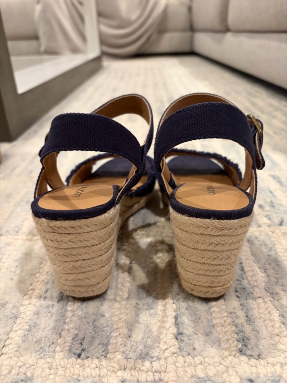 Lucky Brand Navy Canvas Espadrille Wedge Sandals - Picture 3 of 6